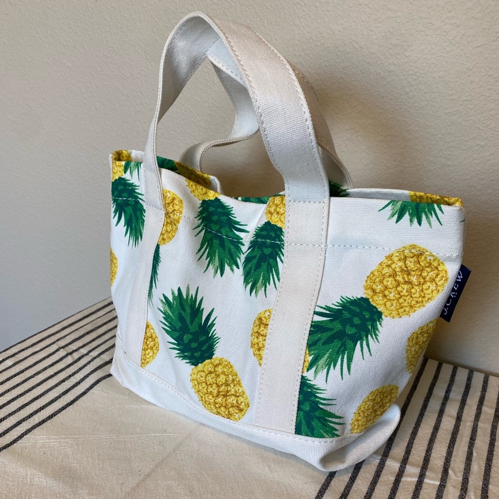 NWT J.Crew pineapple canvas mini tote bag